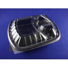 PP Black 3-comp Container w/ Clear OPS Lid